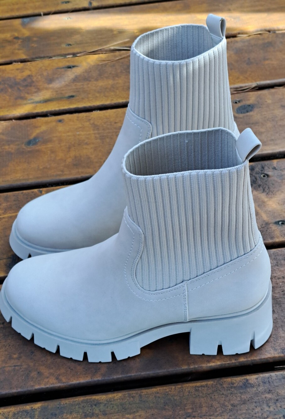 Call It Spring Cream Ribbed Chelsea Lug Boot - Picture 3 of 5